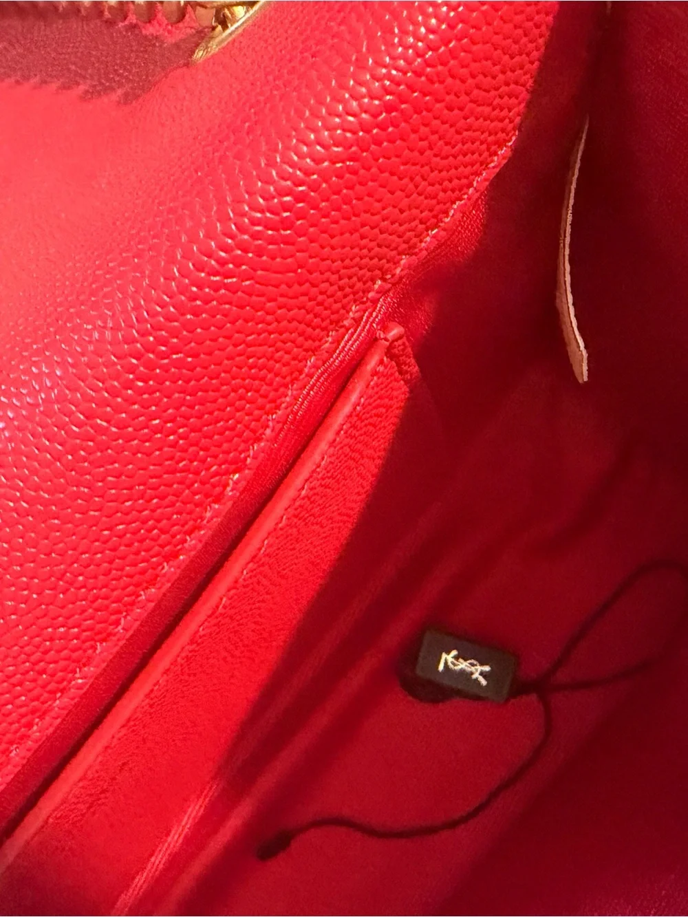 Saint Laurent Red Leather Tassel Chain Shoulder Bag with Gold Hardware - Picture 6 of 7